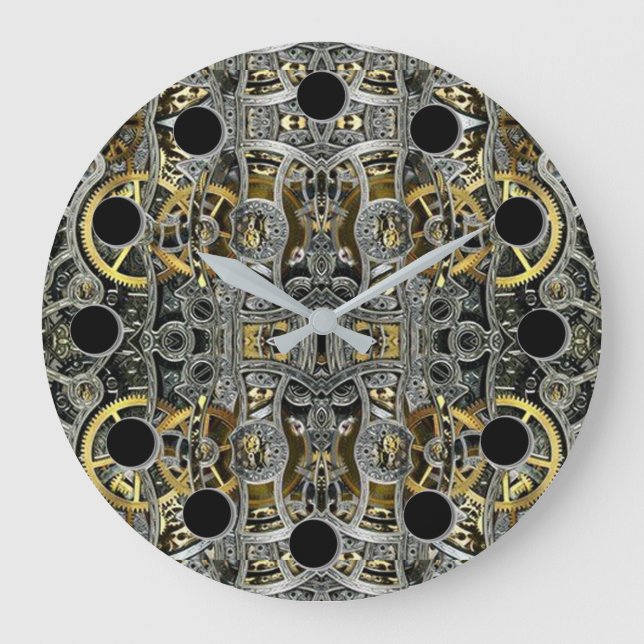 Steampunk Métal engrenages Arrondi Mur Horloge (Recto)