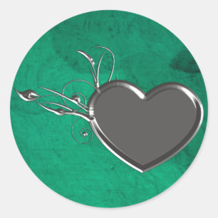 Steampunk Metal Heart Runder Aufkleber