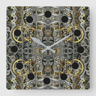 Steampunk-Metallgetriebe Quadratische Wanduhr