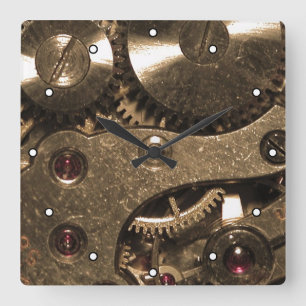 Steampunk-Metalluhr-Gänge mit Punkten Quadratische Wanduhr