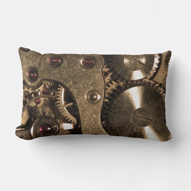 Steampunk-Metalluhr-Getriebe Lendenkissen (Vorderseite)