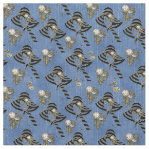 Steampunk mit Ladys Hats auf Blue Denim Stoff