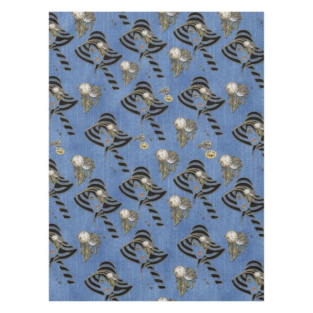 Steampunk mit Ladys Hats auf Blue Denim Tischdecke (Vorderseite)
