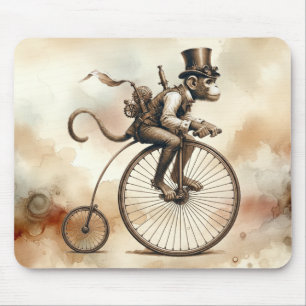 Steampunk Monkey Riding a Penny-farthing Bike Mousepad