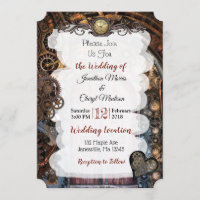 Steampunk Montre de poche Mariage Invitations