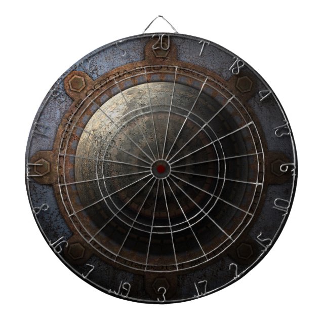 Steampunk Moon Clock Time Metal Gears Dartscheibe (vorne)