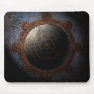 Steampunk Moon Clock Time Metal Gears Mousepad