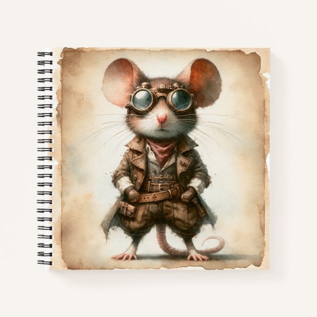 Steampunk Mouse Spiral Notebook Notizbuch (Vorderseite)