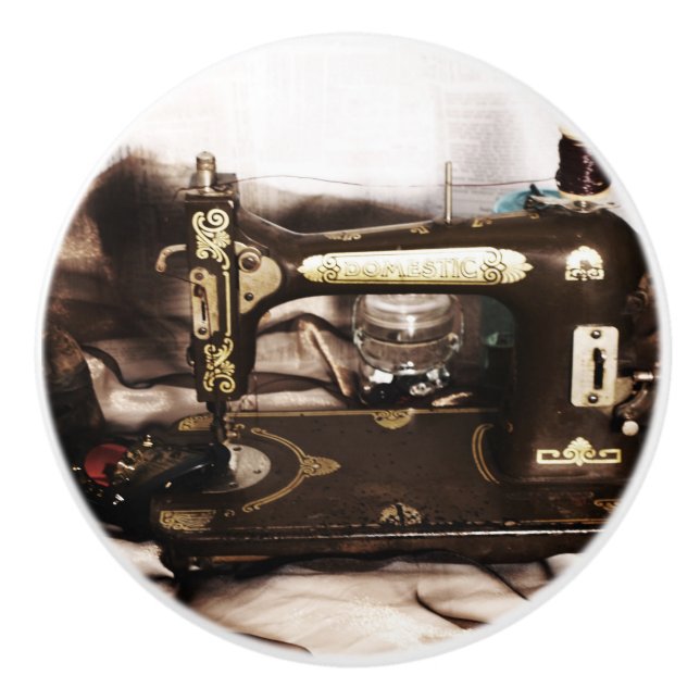 Steampunk Nähen Keramikknauf (Vorderseite)