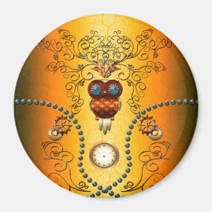 Steampunk, niedliche Eule Magnet