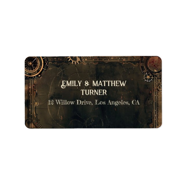Steampunk Noir Affair Wedding Adressaufkleber (Vorne)