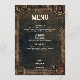 Steampunk Noir Affair Wedding Menu Menükarte