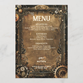 Steampunk Noir Affair Wedding Menu Menükarte