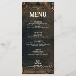 Steampunk Noir Affair Wedding Menu Menükarte