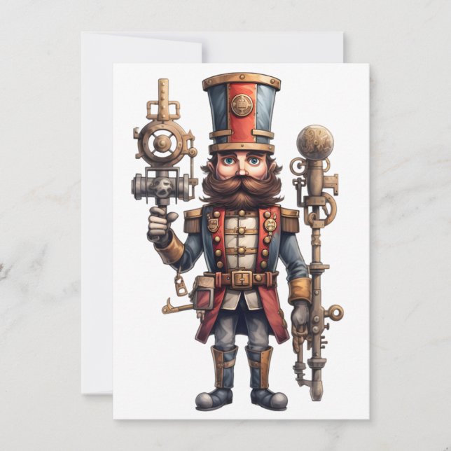 Steampunk Nutcracker Grußkarte Feiertagskarte (Vorderseite)