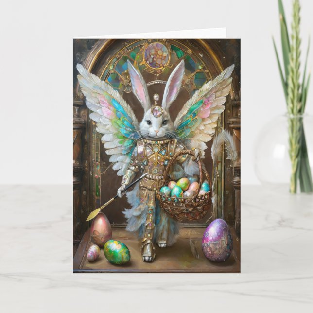 Steampunk Oaster Bunny Angel Knight Karte (Vorderseite)