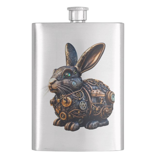 Steampunk Oaster Bunny Flachmann (Vorderseite)