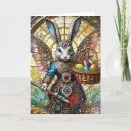 Steampunk Oaster Bunny Warrior Angel Karte