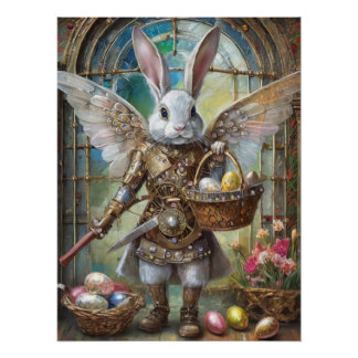 Steampunk Oaster Bunny Warrior Angel Poster