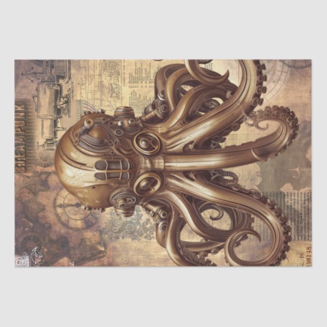 Steampunk Octopus Seidenpapier (Vorderseite)