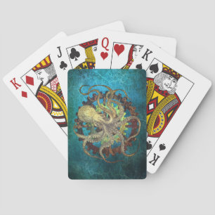 Steampunk-Oktopus und Uhrwerkszahnräder Spielkarten