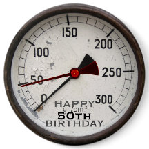 Steampunk Old Manometer 50th Birthday Button