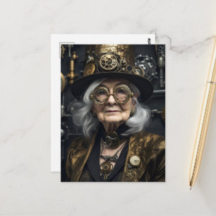 Steampunk Older Woman Postkarte
