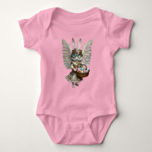 Steampunk-Osterhase-Engelsmädchen Baby Strampler