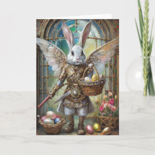 Steampunk-Osterhasen-Krieger-Engel Karte