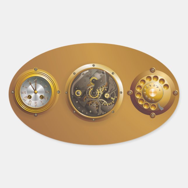 Steampunk Ovaler Aufkleber (Vorderseite)