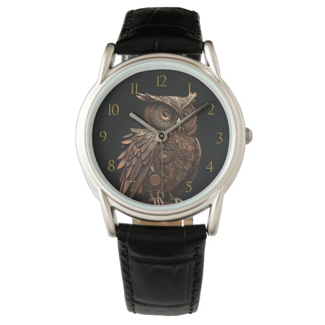 Steampunk Owl Armbanduhr (Vorderseite)