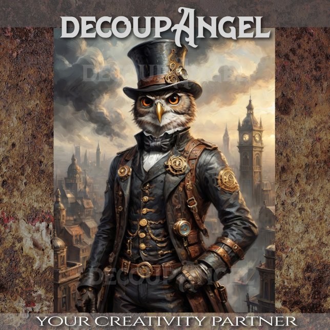 Steampunk Owl - Decoupage- Seidenpapier (Von Creator hochgeladen)