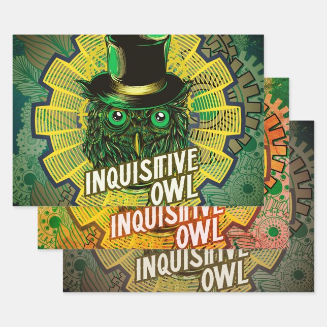 Steampunk Owl Geschenkpapier Set (Set)