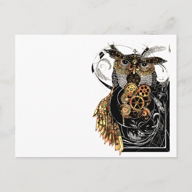 Steampunk Owl Postkarte (Vorderseite)