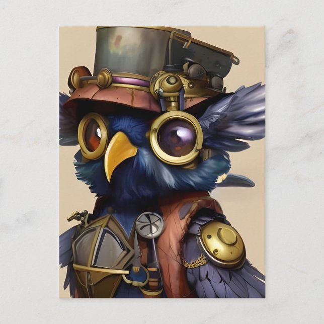 Steampunk Owl Postkarte (Vorderseite)