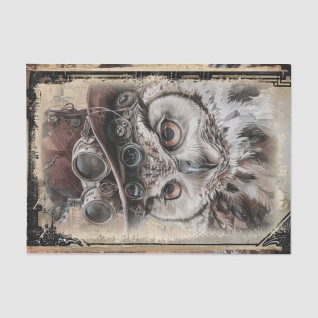 Steampunk Owl Seidenpapier (Vorderseite)