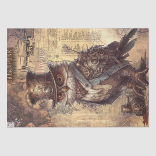 Steampunk Owl Seidenpapier (Vorderseite)