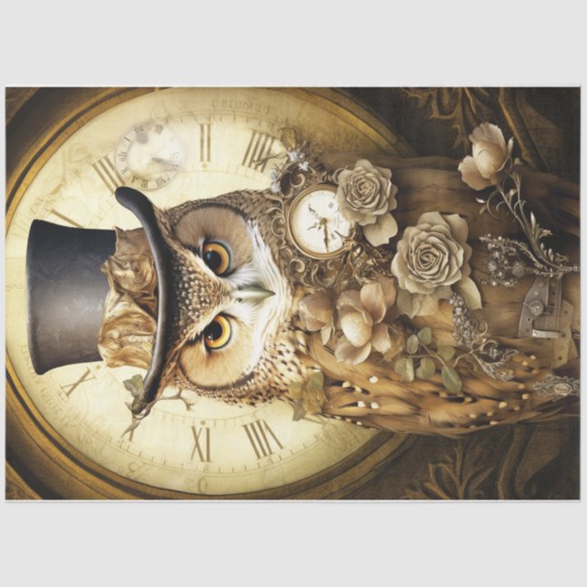 Steampunk Owl Seidenpapier (Vorderseite)