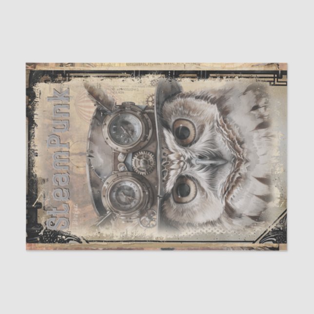 Steampunk Owl Seidenpapier (Vorderseite)
