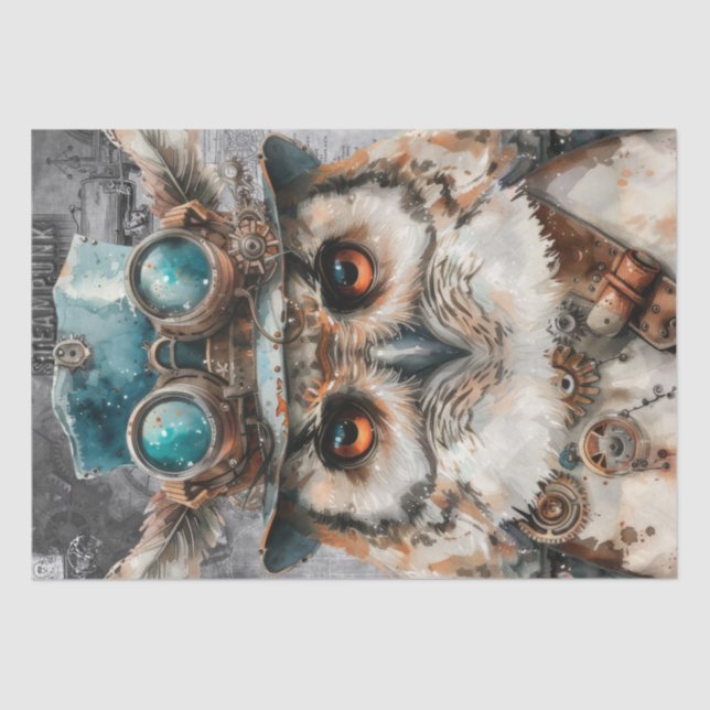 Steampunk Owl Seidenpapier (Vorderseite)