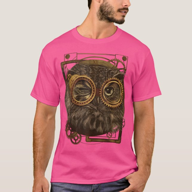 Steampunk Owl Viktorianisch Art Mechanischer Steam T-Shirt (Vorderseite)
