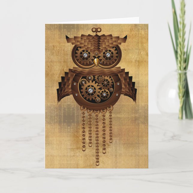 Steampunk Owl Vintag Style Grußkarten Karte (Vorderseite)