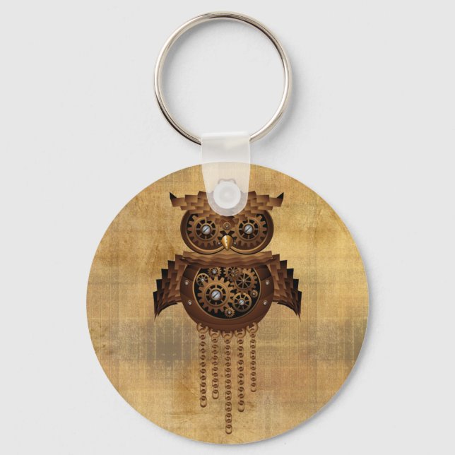 Steampunk Owl Vintag Style Schlüsselanhänger (Vorderseite)