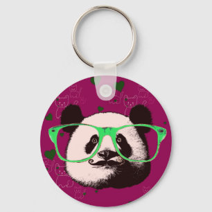 Steampunk Panda Bear in Brille mit Mustache Schlüsselanhänger