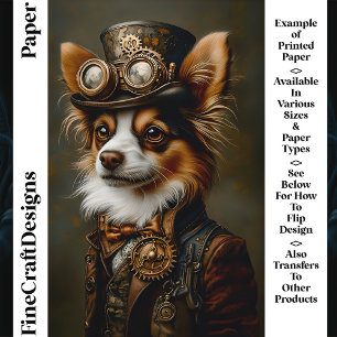 Steampunk Papillon Hund Portrait CQ1 Bastelpapier