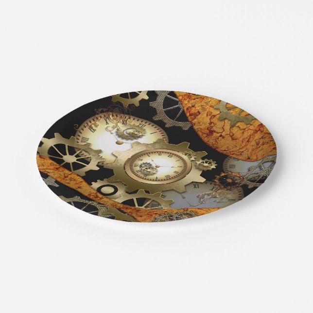 Steampunk Pappteller (Schrägansicht)