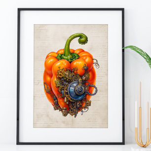 Steampunk Paprika Wandkunst, Küche Poster