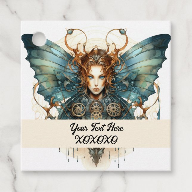 Steampunk-Party-Schmetterling Geschenkanhänger (Vorderseite)