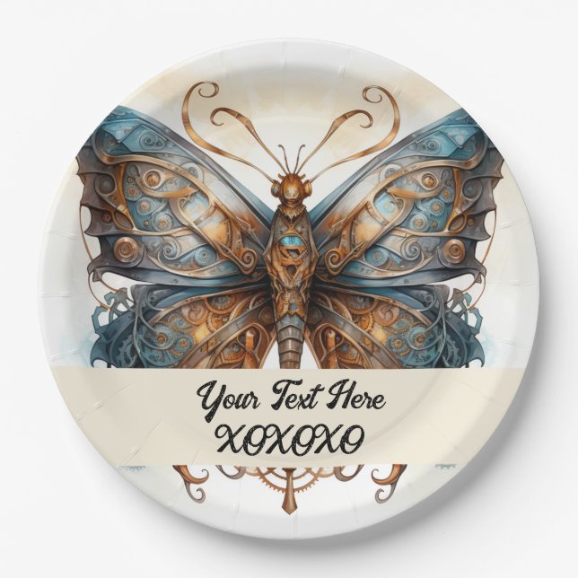 Steampunk-Party-Schmetterling Pappteller (Vorderseite)