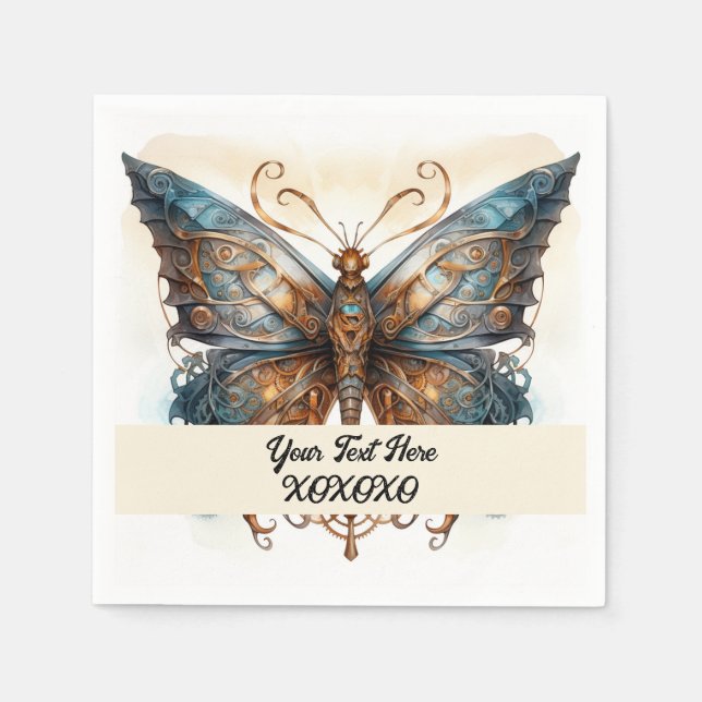 Steampunk-Party-Schmetterling Serviette (Vorderseite)
